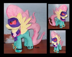 Size: 1024x803 | Tagged: safe, artist:calusariac, imported from derpibooru, fluttershy, saddle rager, pegasus, pony, angry, irl, photo, plushie, power ponies, red eyes, solo