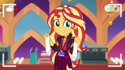 Size: 1920x1080 | Tagged: safe, imported from derpibooru, screencap, sunset shimmer, equestria girls, how to backstage, spoiler:eqg series (season 2), clothes, female, socks, solo