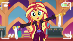 Size: 1920x1080 | Tagged: safe, imported from derpibooru, screencap, sunset shimmer, equestria girls, how to backstage, spoiler:eqg series (season 2), clothes, female, socks, solo