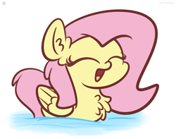 Size: 3250x2560 | Tagged: dead source, safe, artist:kimjoman, artist:php142, imported from derpibooru, fluttershy, duck pony, hybrid, pegasus, pony, behaving like a duck, chest fluff, cute, ear fluff, eyes closed, female, flutterduck, mare, open mouth, pegaduck, pony hybrid, shyabetes, simple background, solo, water, white background