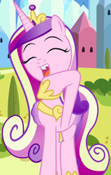 Size: 1244x1953 | Tagged: safe, artist:mlp-silver-quill, imported from derpibooru, princess cadance, alicorn, pony, comic:pinkie pie says goodnight, cropped, cute, cutedance, female, mare, noblewoman's laugh, open mouth, solo