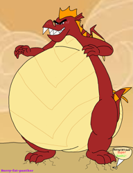 Size: 981x1280 | Tagged: safe, artist:borry-fat-panther, imported from derpibooru, garble, dragon, belly, bhm, big belly, fat, garblob, giant dragon, huge belly, impossibly large belly, macro, male, morbidly obese, obese, sharp teeth, solo, super mario bros. super show, super sushi, teeth