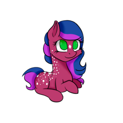 Size: 960x960 | Tagged: safe, artist:blurryface213, imported from derpibooru, oc, oc only, oc:lolly, earth pony, pony, collaboration, earth pony oc, lying down, simple background, solo, stain, white background