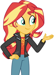 Size: 1024x1415 | Tagged: safe, artist:emeraldblast63, imported from derpibooru, sunset shimmer, equestria girls, clothes, female, hand on hip, jacket, mix and match, simple background, solo, transparent background, vector