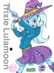 Size: 1280x1707 | Tagged: safe, artist:xjleiu, imported from derpibooru, trixie, equestria girls, barrette, clothes, female, hat, hoodie, skirt, solo, trixie's hat