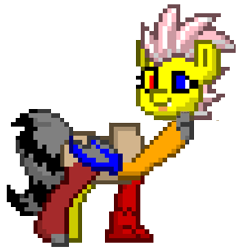 Size: 403x420 | Tagged: safe, imported from derpibooru, vector edit, oc, oc:akanbe, draconequus, hybrid, pony, pony town, :p, blepping, draconequus oc, edited vector, headless, heterochromia, interspecies offspring, modular, offspring, parent:discord, parent:fluttershy, parents:discoshy, pixel art, simple background, transparent background