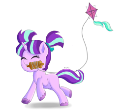 Size: 1900x1700 | Tagged: safe, artist:biocrine, imported from derpibooru, starlight glimmer, pony, unicorn, cute, cutie mark, female, filly, filly starlight glimmer, glimmerbetes, kite, mouth hold, pigtails, simple background, solo, that pony sure does love kites, unshorn fetlocks, white background, younger