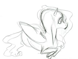 Size: 498x379 | Tagged: safe, artist:korppipoika, imported from derpibooru, fluttershy, pegasus, pony, female, lineart, lying down, mare, monochrome, prone, sketch, solo