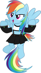 Size: 2830x4969 | Tagged: safe, artist:anime-equestria, imported from derpibooru, rainbow dash, pegasus, pony, belt, clothes, costume, crossover, female, final fantasy, final fantasy vii, mare, simple background, skirt, solo, tanktop, tifa lockhart, transparent background, vector, wings