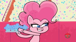 Size: 1669x933 | Tagged: safe, imported from derpibooru, screencap, pinkie pie, pony, my little pony: pony life, spoiler:pony life s01e45, cupcake, female, food, g4.5, solo, the great collide