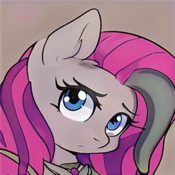 Size: 1024x1024 | Tagged: safe, artist:thisponydoesnotexist, imported from derpibooru, pony, ai content, ai generated, aside glance, bust, female, generator:thisponydoesnotexist, mare, neural network, portrait, raised eyebrow, sidelong glance, solo, suspicious