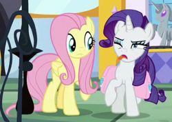 Size: 458x324 | Tagged: safe, imported from derpibooru, screencap, fluttershy, rarity, the ending of the end, cropped, disgusted, tongue out