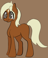 Size: 766x926 | Tagged: artist needed, safe, earth pony, pony, art pack:marenheit 451 post-pack, brown background, female, simple background, smiling, solo, verity