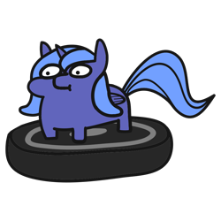 Size: 1024x1024 | Tagged: safe, artist:2merr, princess luna, alicorn, pony, /mlp/, 4chan, drawn on phone, drawthread, female, filly, requested art, roomba, simple background, solo, squatpony, style emulation, transparent background, woona, woonoggles, younger