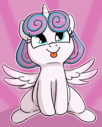 Size: 812x1008 | Tagged: safe, artist:heretichesh, imported from derpibooru, princess flurry heart, alicorn, pony, cute, female, filly, flurrybetes, looking at you, mlem, silly, smiling, solo, tongue out, weapons-grade cute, wings