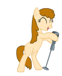 Size: 814x982 | Tagged: safe, artist:sachidashie, imported from derpibooru, oc, oc only, oc:aggie, earth pony, pony, bipedal, earth pony oc, eyes closed, female, mare, microphone, simple background, singing, solo, transparent background