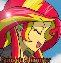 Size: 492x509 | Tagged: safe, artist:crimsonbugeye, artist:sachidashie, edit, imported from derpibooru, sunset shimmer, equestria girls, anime style, cropped, eyes closed, female, solo