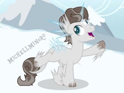 Size: 1024x768 | Tagged: safe, artist:michellminor, imported from derpibooru, oc, oc only, oc:northlight, pony, unicorn, day, horn, mountain, snow, solo, unicorn oc