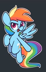 Size: 2500x3889 | Tagged: safe, artist:kindakismet, imported from derpibooru, rainbow dash, pegasus, pony, backwards cutie mark, black background, female, flying, high res, mare, open mouth, simple background, solo, spread wings, wings