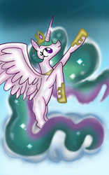 Size: 876x1400 | Tagged: safe, artist:crystaltheechidna, imported from derpibooru, princess celestia, alicorn, pony, female, mare, solo, spread wings, wings