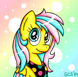 Size: 2021x1995 | Tagged: safe, artist:spacecat-studios, imported from derpibooru, oc, oc only, oc:color dots, pegasus, pony, bust, colored wings, female, heterochromia, looking at you, mare, multicolored hair, multicolored wings, pegasus oc, portrait, smiling, solo, wings