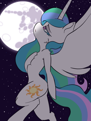 Size: 1536x2048 | Tagged: safe, artist:larrykitty, artist:php156, imported from derpibooru, princess celestia, alicorn, semi-anthro, crying, mare in the moon, moon, night, night sky, sad, sky, solo