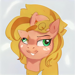 Size: 1024x1024 | Tagged: safe, artist:thisponydoesnotexist, imported from derpibooru, pony, ai content, ai generated, bust, derp, faic, generator:thisponydoesnotexist, machine learning abomination, neural network, neural network abomination, not golden harvest, portrait, solo