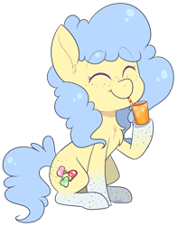 Size: 1944x2476 | Tagged: safe, artist:jetjetj, imported from derpibooru, part of a set, oc, oc only, earth pony, pony, chibi, commission, cup, cute, drinking, female, juice, mare, orange juice, simple background, smiling, solo, straw, transparent background, ych result