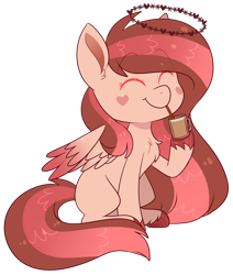 Size: 2228x2628 | Tagged: safe, artist:jetjetj, imported from derpibooru, part of a set, oc, oc only, oc:love letter, pegasus, pony, chibi, commission, cute, drink, drinking, female, halo, mare, mug, simple background, smiling, solo, straw, transparent background, ych result