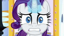 Size: 1920x1080 | Tagged: safe, imported from derpibooru, screencap, rarity, pony, the ending of the end, close-up, distressed, female, glowing horn, horn, solo, worried