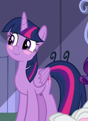 Size: 438x598 | Tagged: safe, imported from derpibooru, screencap, rarity, twilight sparkle, alicorn, pony, the ending of the end, blushing, cropped, cute, twiabetes, twilight sparkle (alicorn)