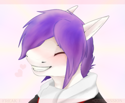 Size: 633x521 | Tagged: safe, artist:chao-xing, imported from derpibooru, oc, oc only, anthro, earth pony, pony, adorable face, clothes, colt, commission, cute, eyes closed, grin, happy, heart, love, male, scarf, simple background, smiling, solo, stallion