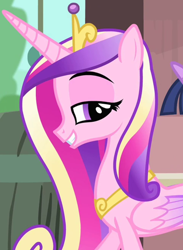 Size: 872x1191 | Tagged: safe, imported from derpibooru, screencap, princess cadance, twilight sparkle, alicorn, pony, three's a crowd, cropped, female, lidded eyes, solo, solo focus