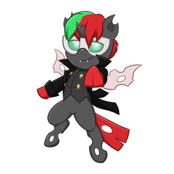 Size: 4093x4093 | Tagged: safe, artist:jcosneverexisted, imported from derpibooru, oc, oc only, oc:acid fire, changeling, pony, my little pony: pony life, clothes, cosplay, costume, g4.5, looking at you, male, persona 5, pose, red changeling, simple background, solo, transparent background