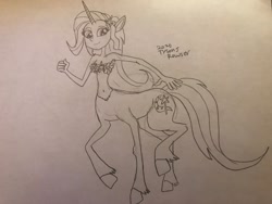 Size: 1280x960 | Tagged: safe, artist:rowserlotstudios1993, imported from derpibooru, trixie, centaur, equestria girls, centaurified, female, lineart, traditional art