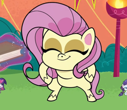 Size: 1000x872 | Tagged: safe, imported from derpibooru, screencap, fluttershy, rarity, twilight sparkle, alicorn, pegasus, pony, unicorn, my little pony: pony life, spoiler:pony life s01e43, book, cropped, cute, eyes closed, g4.5, giant pony, giantshy, levitation, macro, magic, shyabetes, smiling, solo focus, sumo, sumo wrestler, telekinesis, the rarity report, twilight sparkle (alicorn)