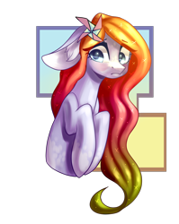 Size: 2810x3534 | Tagged: safe, artist:helemaranth, imported from derpibooru, oc, oc only, oc:lily, earth pony, pony, bust, earth pony oc, flower, flower in hair, simple background, solo, transparent background