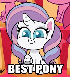 Size: 537x591 | Tagged: safe, edit, edited screencap, imported from derpibooru, screencap, potion nova, pony, unicorn, my little pony: pony life, spoiler:pony life s01e45, best pony, caption, cropped, cute, female, g4.5, image macro, novabetes, sitting, text, the great collide