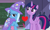 Size: 901x538 | Tagged: safe, edit, edited screencap, imported from derpibooru, screencap, trixie, twilight sparkle, alicorn, pony, a horse shoe-in, the ending of the end, blushing, female, lesbian, shipping, shipping domino, twilight sparkle (alicorn), twixie