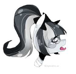 Size: 1280x1241 | Tagged: safe, artist:zloitoaster, imported from derpibooru, oc, oc only, earth pony, pony, bow, bust, earth pony oc, glasses, hair bow, open mouth, simple background, solo, white background