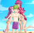 Size: 3606x3500 | Tagged: safe, alternate version, artist:thebrokencog, imported from derpibooru, apple bloom, scootaloo, spike, sweetie belle, human, anime, barefoot, beach, bikini, blushing, cheek kiss, clothes, commission, crusadespike, cutie mark crusaders, feet, female, humanized, kiss on the cheek, kiss sandwich, kissing, lucky bastard, male, sand, scootaspike, shipping, shorts, spike gets all the mares, spikebelle, spikebloom, straight, surprise kiss, swimsuit, water