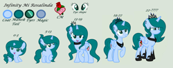 Size: 3883x1545 | Tagged: safe, artist:lominicinfinity, imported from derpibooru, oc, oc:infinity mi rosalinda, alicorn, pony, unicorn, baby, baby pony, crown, female, filly, jewelry, mare, reference sheet, regalia, simple background