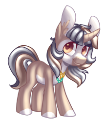 Size: 2305x2652 | Tagged: safe, artist:helemaranth, imported from derpibooru, oc, oc only, pony, unicorn, colored hooves, ear fluff, horn, jewelry, necklace, simple background, smiling, solo, transparent background, unicorn oc