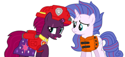 Size: 2340x1080 | Tagged: safe, artist:徐詩珮, imported from derpibooru, fizzlepop berrytwist, tempest shadow, oc, oc:aurora (tempest's mother), series:sprglitemplight diary, series:sprglitemplight life jacket days, series:springshadowdrops diary, series:springshadowdrops life jacket days, alternate universe, clothes, female, lifejacket, marshall (paw patrol), mother and child, mother and daughter, paw patrol, simple background, transparent background