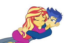 Size: 2464x1648 | Tagged: safe, artist:gmaplay, imported from derpibooru, flash sentry, sunset shimmer, equestria girls, bunset shimmer, butt, clothes, cuddling, female, flashimmer, hip, hug, male, mimir, pajamas, shipping, simple background, straight, transparent background