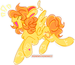 Size: 1280x1107 | Tagged: safe, artist:tommytommi, imported from derpibooru, oc, oc only, oc:sunnyside dancer, pegasus, pony, accessory, hat, laughing, male, simple background, transparent background