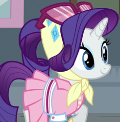 Size: 1184x1207 | Tagged: safe, imported from derpibooru, screencap, rarity, pony, unicorn, the end in friend, alternate hairstyle, camping outfit, clothes, cropped, female, headscarf, mare, outfit catalog, raised hoof, scarf, solo, sunglasses