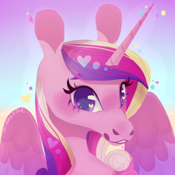 Size: 1280x1280 | Tagged: safe, artist:alabasterpeony, imported from derpibooru, princess cadance, alicorn, pony, cute, cutedance, female, heart, mare, no pupils, solo