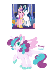 Size: 672x892 | Tagged: safe, artist:amazingly-gay-evan, imported from derpibooru, princess cadance, princess flurry heart, shining armor, female, male, redesign, shiningcadance, shipping, straight