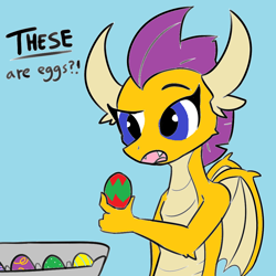 Size: 1024x1024 | Tagged: safe, artist:tjpones, artist:tjpones edits, color edit, edit, imported from derpibooru, smolder, dragon, colored, easter egg, egg, egg carton, female, food, grayscale, lineart, monochrome, simple background, solo